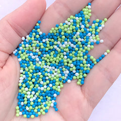 Fake Sugar Pearl Sprinkles | Faux Dragee Toppings for Miniature Cake Decoration | Dollhouse Bubblegum (Blue Green White / 7g)