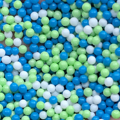 Fake Sugar Pearl Sprinkles | Faux Dragee Toppings for Miniature Cake Decoration | Dollhouse Bubblegum (Blue Green White / 7g)