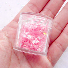 CLEARANCE Iridescent Mica Flakes | Translucent Shell Color Glitter Confetti | Nail Decoration & Resin Art Supplies (AB Baby Pink)