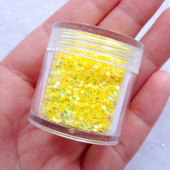 Holographic Glitter in Hexagon Shape | Iridescent Confetti Sprinkles | Bling Bling Resin Crafts | Nail Art Supplies (AB Yellow)