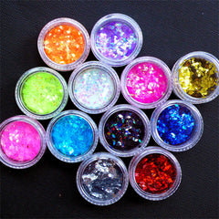 Assorted Diamond Confetti | Holographic Rhombic Sprinkles | Iridescent Glitter | Bling Bling Nail Deco | Kawaii Resin Cabochon Making (12 Colors Mix)
