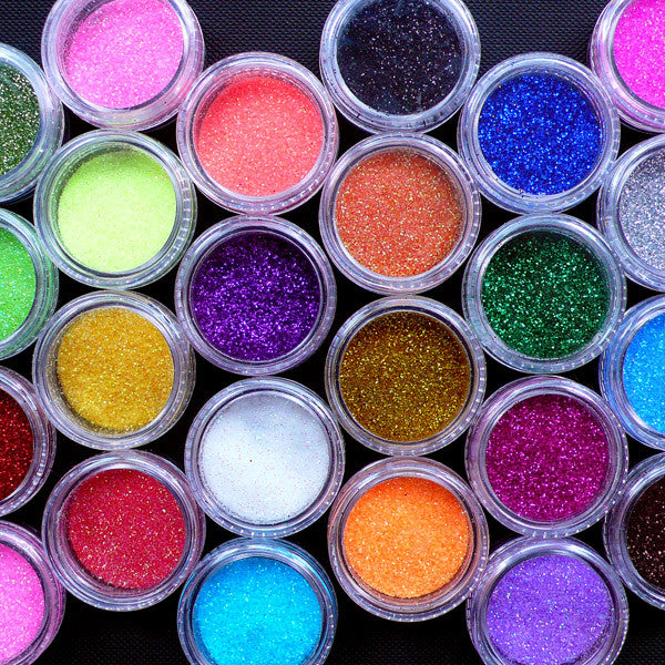 Craft Glitter Powder Assortment | Fine Loose Glitter for Nail Art Decoration | Iridescent Fairy Glitter | Holographic Dust | Kawaii Crafts & Glitter Roots Supplies (24 Colors Mix)