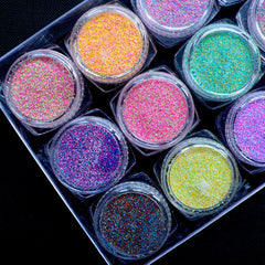 Assorted Glitter Powder | Sprinkles for Nail Art | Nail Decoration | UV Resin Art | Card Making | Scrapbook (Assorted Colors / 12pcs)