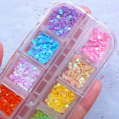 Mini Star Confetti | Tiny Star Sprinkles | Assorted Star Glitter Flakes | Nail Art Decorations | Card Making | Resin Craft Supplies (Box of 12 Colors / 3mm)
