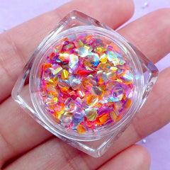 Kawaii Mermaid Scale Flakes | Aurora Borealis Hexagon Fish Scale Confetti | Iridescent Filling Material for Resin Art (Sunset Rainbow)