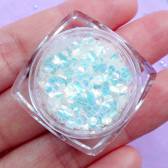 Iridescent Hexagon Fish Scale Flakes | Kawaii Chunky Glitter | Aurora Borealis Mermaid Scales | Confetti for Nail Art (Clear Snowflakes)