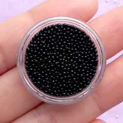 Black Micro Beads in 1.5mm | Dollhouse Miniature Eyes | Glass Microbeads | Nail Caviar Beads (Black / 7g)