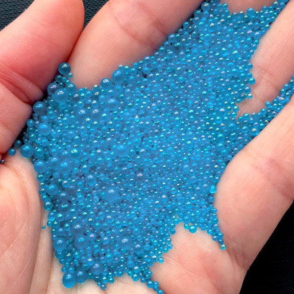 Water Droplet Beads in Iridescent Color, Blue Water Drops, Water Bub, MiniatureSweet, Kawaii Resin Crafts, Decoden Cabochons Supplies