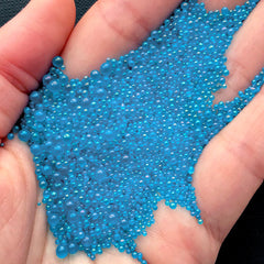 Deep Blue Water Bubble Beads | Iridescent Water Droplet | Fake Water Drops | Micro Beads | Resin Inclusions (AB Dark Blue / 1mm to 3mm / 5g)