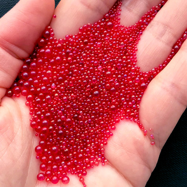 Bloody Red Water Bubble Beads | Fake Blood Drops | Water Droplet |  Iridescent Micro Beads | Resin Inclusions (AB Red / 1mm to 3mm / 5g)