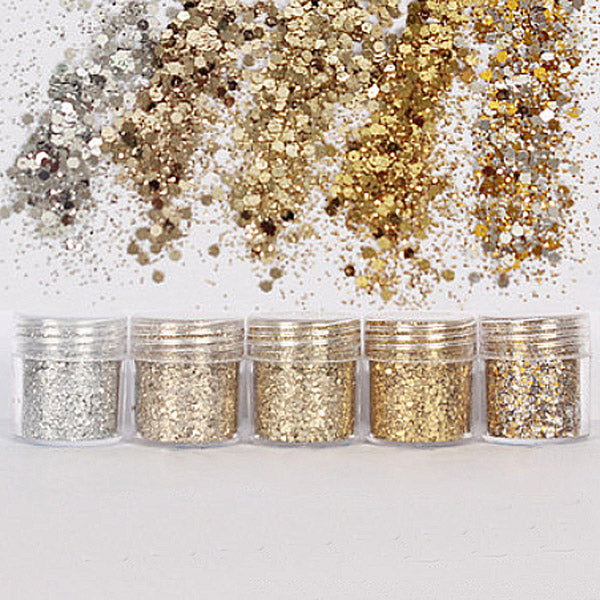 Christmas Glitters in Gold and Silver (5 pcs)