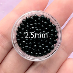 Acrylic Black Beads in 2.5mm | Small Black Eyes | Kawaii Craft Supplies | Caviar Bead | Nail Designs (3g)