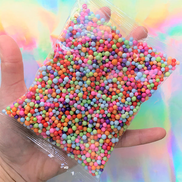 Colorful Fake Sprinkles | Mini Rainbow Foam Ball Beads for Slime | Faux  Nonpareils | Miniature Bubblegum Candy | Dollhouse Gumballs (2mm to 4mm /  3.5