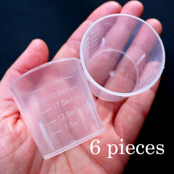 Set of 30 mini measuring cups (50 ml, transparent, PP, for frequent use) -  Wood, Tools & Deco