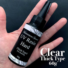 UV Resin for Doming | Solar Activated Resin | Hard Type Ultraviolet Cure Resin | Sunlight Cured Resin | Kawaii Resin Supplies (60g / Transparent Clear / Thick Type)