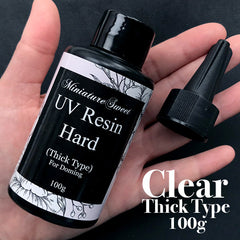 UV Resin for Cabochon Doming | Ultraviolet Curing Resin | Sunlight Activated Resin | Hard Type Solar Cure Resin | Kawaii Resin Art (100g / Transparent Clear / Thick Type)