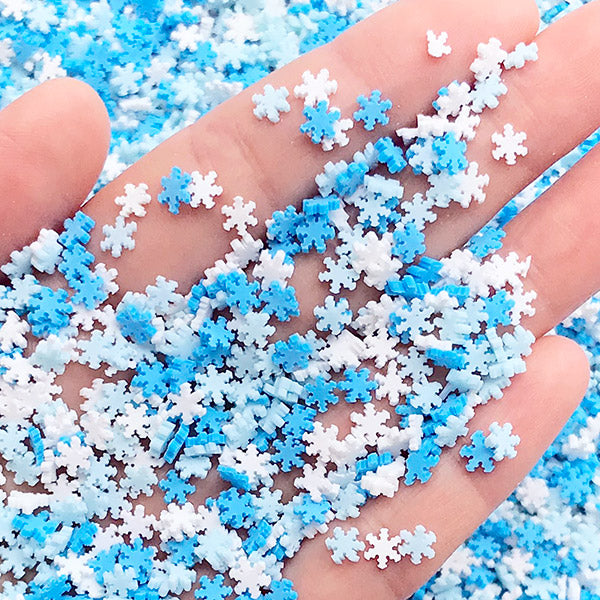 Snowflake Sprinkles | Polymer Clay Snow Flakes | Faux Food DIY | Miniature Cupcake Toppings | Kawaii Sweet Deco (5 grams)