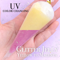 Photochromic Jelly Whip Cream | Glittery UV Light Sensitive Color Changing Deco Cream | Solar Activated Frosting | Kawaii Crafts (50g / Yellow to Magenta)
