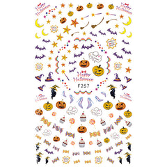 Halloween Trick or Treat Sticker | Black Cat Pumpkin Candy Witch Hat Stickers | Halloween Nail Design | Resin Inclusions