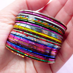 Metallic Nail Art Striping Tape in Mixed Colors | Adhesive Line Tape | Nail Decoration (Set of 30 Rolls)