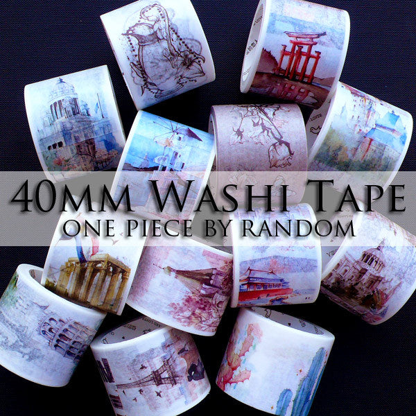 40mm Washi Tape | Backing for Kawaii Open Bezel | UV Resin Crafts | Cute Masking Tape | Planner Deco Tape | Home Decor | Paper Craft Supplies (1 piece by Random / 4cm x 7 Meters)