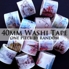 40mm Washi Tape | Backing for Kawaii Open Bezel | UV Resin Crafts | Cute Masking Tape | Planner Deco Tape | Home Decor | Paper Craft Supplies (1 piece by Random / 4cm x 7 Meters)