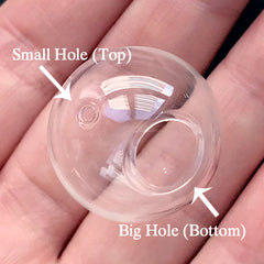 25mm Glass Bubble with Double Hole for Dollhouse Gumball Machine Making | Glass Orb Pendant DIY | Hollow Glass Globe (1 piece)