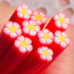 Polymer Clay Cane - Neon Pink Flower - for Miniature Food / Dessert / Cake / Ice Cream Sundae Decoration and Nail Art CFW018