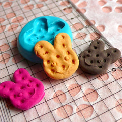 Kawaii Mold Biscuit Mold Bunny Rabbit Cookie 19mm Silicone Flexible Mold Mini Sweets Cell Phone Deco Jewelry Fimo Polymer Clay Mold MD150