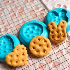 Set of 3 Cookie / Biscuit (Heart, Bunny / Rabbit, Round) (19 to 20mm) Silicone Flexible Push Mold - Miniature Sweets Charms MD144,148,150