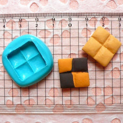 Cookie Mold Square Checkerboard Biscuit 18mm Flexible Silicone Mold Miniature Sweets Kitsch Jewelry Kawaii Cabochon Fimo Polymer Clay MD164