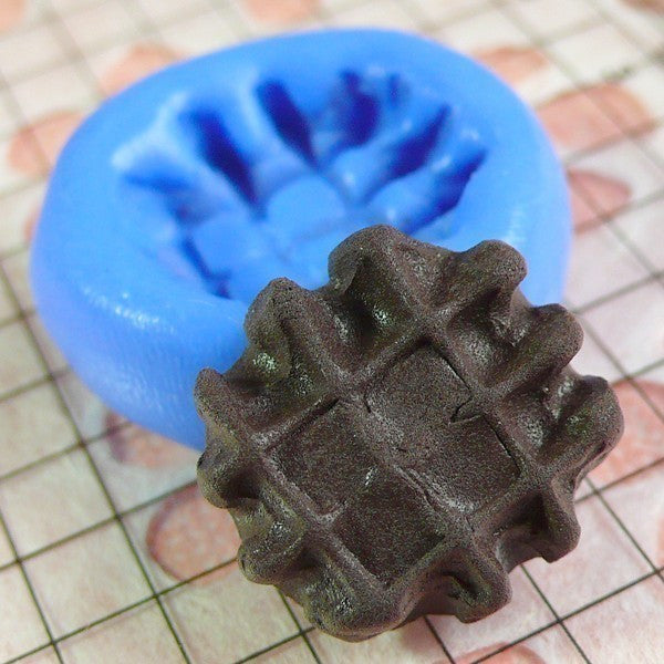 Waffle Mold 17mm Kawaii Silicone Mold Flexible Mold Decoden Miniature Sweets Fimo Polymer Clay Food Jewelry Cabochon Charms Push Mold MD306