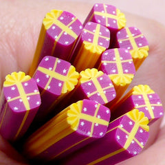 Polymer Clay Cane - Purple Gift Box - for Miniature Food / Dessert / Cake / Ice Cream Sundae Decoration and Nail Art CCH19