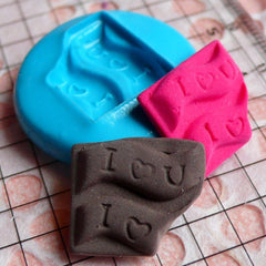 Bitten I love You Chocolate Bar Mold 16mm Silicone Flexible Mold Dollhouse Miniature Sweet Mold Fimo Cabochon Mold Kawaii Polymer Clay MD357