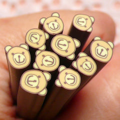Polymer Clay Cane - Bear Face (Brown) - for Miniature Food / Dessert / Cake / Ice Cream Sundae Decoration and Nail Art CAN033