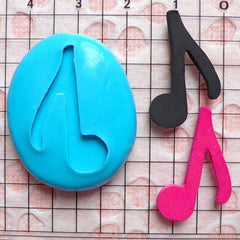 Music Note  / Eighth Note (24mm) Silicone Flexible Push Mold - Jewelry, Charms, Cupcake (Clay Fimo Premo Resin Wax Gum Paste Fondant) MD551