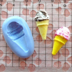 Ice Cream with Cone (24mm) Silicone Flexible Push Mold - Miniature Food, Sweets, Jewelry, Charms (Clay Fimo Resin Gum Paste Fondant) MD291