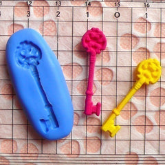 Key (30mm) Silicone Flexible Push Mold - Jewelry, Charms, Cupcake (Resin, Paper Clay, Fimo, Casting Resins, Wax, Gum Paste, Fondant) MD526