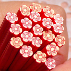 Polymer Clay Cane - Red Flower - for Miniature Food / Dessert / Cake / Ice Cream Sundae Decoration and Nail Art CFW029
