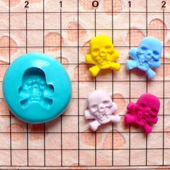 Skeleton / Skull with Crossbones (11mm) Silicone Flexible Push Mold - Miniature Food, Sweets, Jewelry Charms (Clay Fimo Resin Fondant) MD712