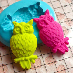 Owl (24mm) Silicone Flexible Push Mold - Miniature Food, Sweets, Jewelry, Charms (Resin, Paper Clay, Fimo, Gum Paste, Candy, Fondant) MD456