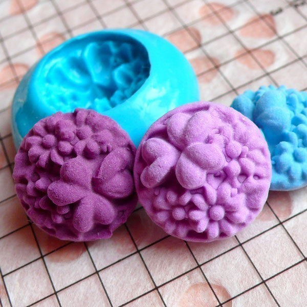 Flowers Silicone Mold Flexible Silicone Mold DIY Polymer Clay Epoxy Mold  Food Safe Mold. 