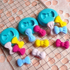 Set of 3 Tiny Bow / Bowtie (11 and 13mm) Silicone Flexible Push Mold - Jewelry, Charms (Clay Fimo Casting Resin Wax Gum Paste Fondant) MD467