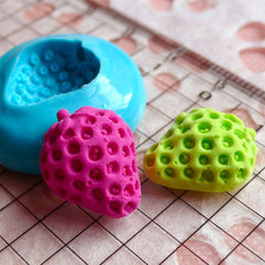 Half Strawberry (16mm) Silicone Flexible Push Mold - Miniature Food, Sweets, Jewelry, Charms (Clay, Fimo, Resin, Gum Paste, Fondant) MD816