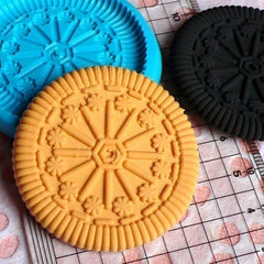 Flexible Silicone Mold Round Cookie Biscuit 45mm Kawaii Deco Sweets Mold Food Fimo Polymer Clay Charms Cabochon Resin Wax Push Mold MD127