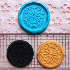 Flexible Silicone Mold Round Cookie Biscuit 45mm Kawaii Deco Sweets Mold Food Fimo Polymer Clay Charms Cabochon Resin Wax Push Mold MD127