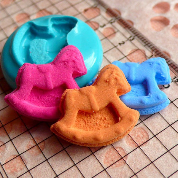 Silicone Mold Flexible Mold Rocking Horse Sugar Cookie 23mm Decoden Mold Kawaii Miniature Sweets Food Fimo Polymer Clay Charms Wax MD168