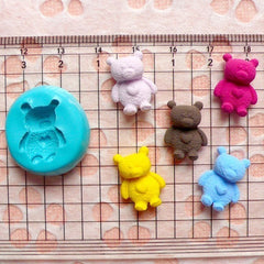 Bear with Heart (16mm) Silicone Flexible Push Mold - Jewelry, Charms, Cupcake (Clay, Fimo, Epoxy, Resin, Soap, Wax, GumPaste, Fondant) MD446