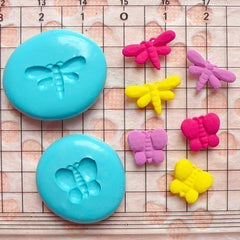 Set of 2 Butterfly and Dragonfly (10, 14mm) Silicone Flexible Push Mold - Miniature Sweets Jewelry Charms (Clay Fimo GumPaste Fondant) MD417