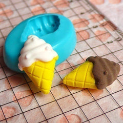 Ice Cream with Cone (18mm) Silicone Mold Flexible Mold - Miniature Food, Sweets, Jewelry, Charms (Clay Fimo Epoxy Gum Paste Fondant) MD294